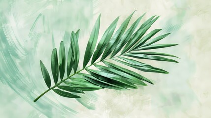 Minimalist interpretation of a palm leaf in shades of green AI generated illustration