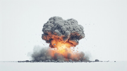 Kinetic Explosion: Portrait of Moving Fire Bomb on Pure White Background. - 764317361