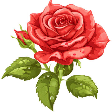 Cartoon Rose without background as png file for text, presentations, cards, invitations, letters