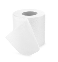 Roll of toilet paper isolated on white