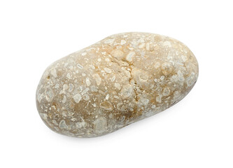 One beige stone isolated on white, top view