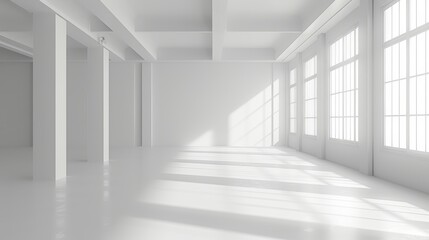 Minimalistic White Studio Room for Abstract Art Generative AI