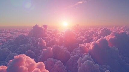 A view of a cloud filled sky with the sun shining through, AI