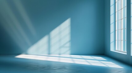 Minimalistic Abstract Light-Blue Product Presentation Background with Incident Light from Window Generative AI
