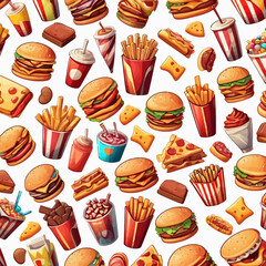 Junk Food Cartoon Design Very Delicious