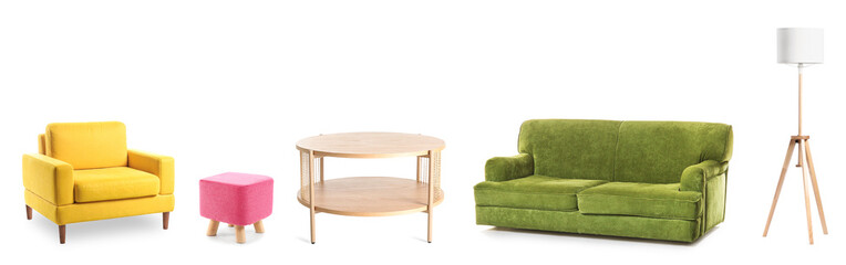 Obraz premium Set of different furniture isolated on white