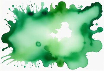 Obraz premium Green watercolor spots bright background. Template, banner, copy space.