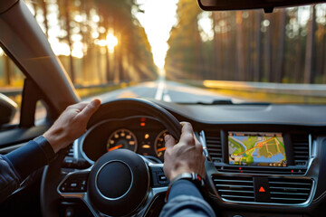 Using GPS technology to navigate in car auto- tracking.