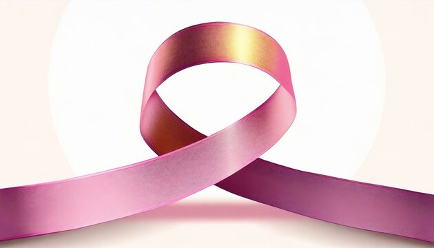Ilustração de uma fita rosa simbolizando a prevenção ao câncer em mulheres. Fundo branco.