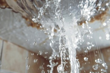 Worried homeowner in emergency as water leaking ceiling