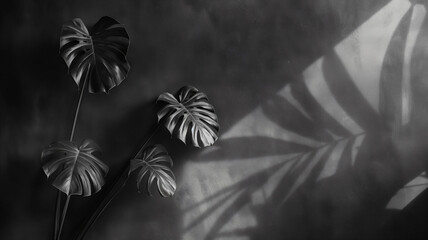 Silhouette and Light: Monstera Leaves in Monochrome