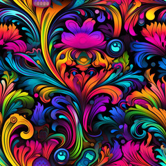 Seamless pattern abstract Psychedelic vibrant colours