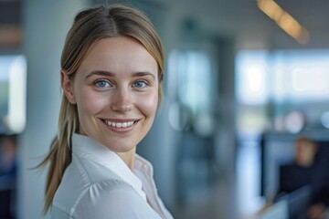 Fototapeta premium happy young woman smiling