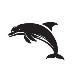 Dolphin Silhouette Illustration, Vintage Dolphin Silhouette Art, Black and White Silhouettes, Retro Vector Dolphin Illustration, Vintage Styled dolphin Vector Illustration