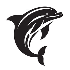 Dolphin Silhouette Illustration, Vintage Dolphin Silhouette Art, Black and White Silhouettes, Retro Vector Dolphin Illustration, Vintage Styled dolphin Vector Illustration © Awais