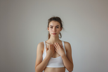 Fototapeta premium Young woman having painfully symptoms. 