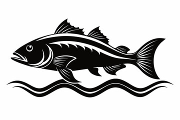 Grouper Fish silhouette black vector illustration artwork