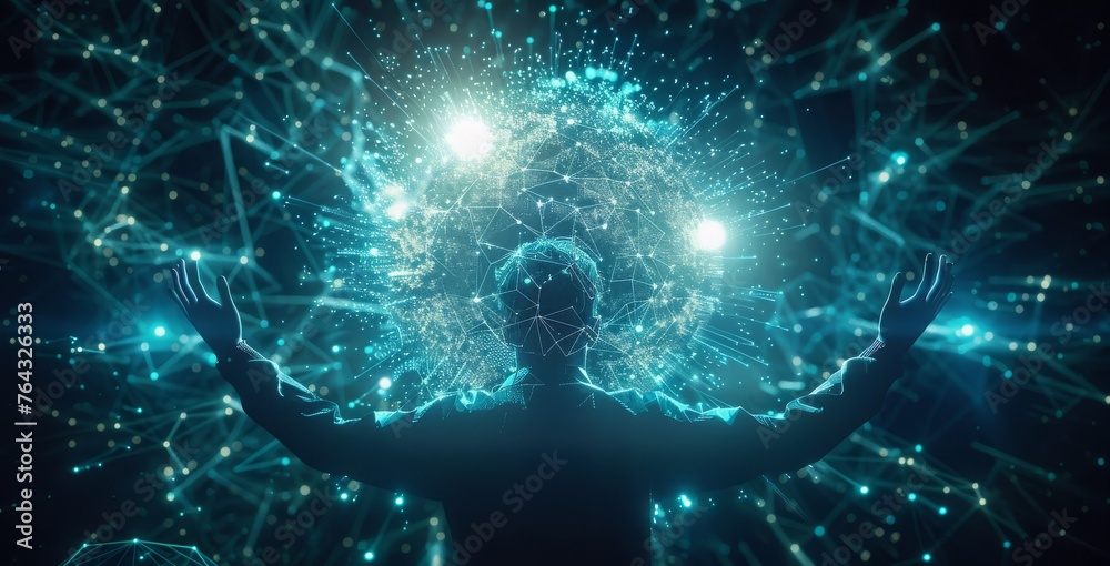 Aufkleber Synaptic Spark: A Visualization of a Neural Network's Explosive Moment of Creativity and Complex Thought Processing, Generative AI
