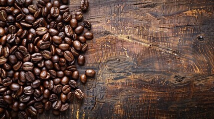 This image shows freshly roasted coffee beans, either arabica or robusta blend, as a snack or future - obrazy, fototapety, plakaty