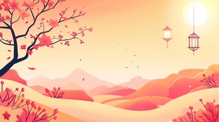 Islamic Lanterns Infusing Depth into Background Design