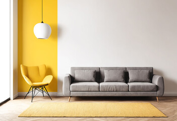 Design interior in yellow grey color