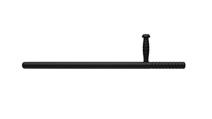 Black rubber police baton or cudgel isolated on transparent and white background. Police concept. 3D render