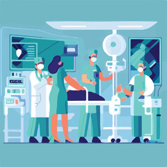 Hospital surgery 2D vector isolated illustration. D