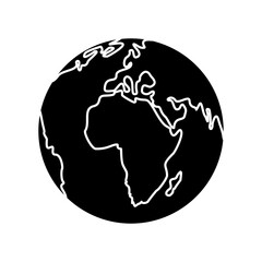 Black Icon Earth Globe Flat Vector 
