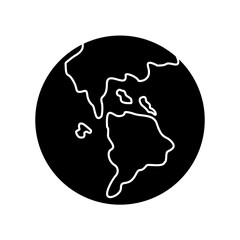 Black Icon Earth Globe Flat Vector 