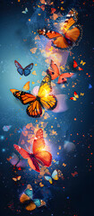 Obraz na płótnie Canvas Beautiful flying butterflies background.