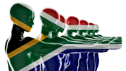 Harmony in Diversity: South African Flag Colors on Human Silhouettes - 764330536