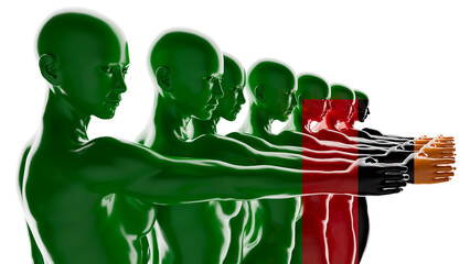Vivid Expression of National Pride: Italian Flag Colors on Human Contours - 764330548