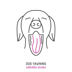 Dogs yawn. Canine drowsiness icon, pictogram, symbol.
