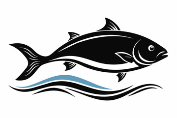 Halibut Fish silhouette black vector illustration artwork