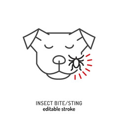 Parasitic injury in dogs. Linear icon, pictogram, symbol. - 764331154