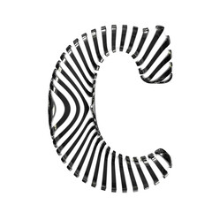 White symbol with black vertical ultra-thin straps. letter c