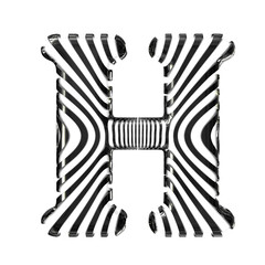 White symbol with black vertical ultra-thin straps. letter h