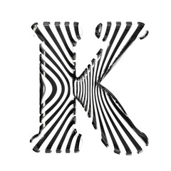 White symbol with black vertical ultra-thin straps. letter k