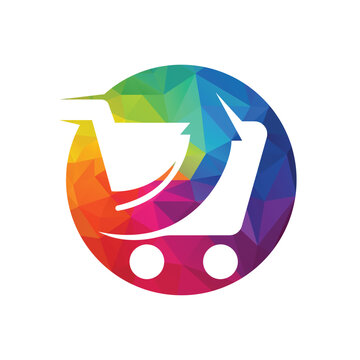 Online shop vector logo design template. Arrow market logo concept.