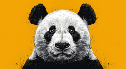 Bright minimal panda illustration in vector style. Simple colors and outlines.