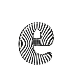 White symbol with black vertical ultra-thin straps. letter e