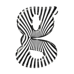 White symbol with black vertical ultra-thin straps. letter g