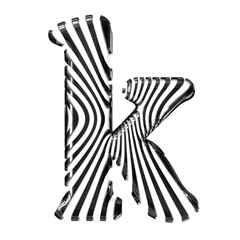 White symbol with black vertical ultra-thin straps. letter k