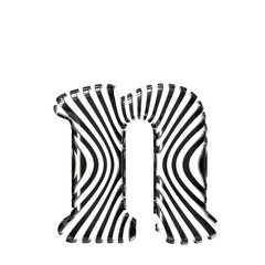 White symbol with black vertical ultra-thin straps. letter n