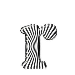 White symbol with black vertical ultra-thin straps. letter r