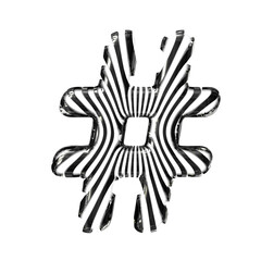 White symbol with black vertical ultra-thin straps