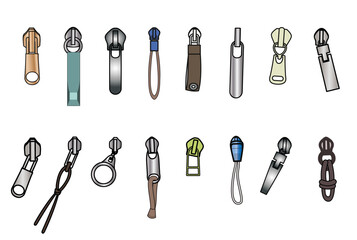 zipper pullers vector illustration set,zip heads flat sketch © ayeg