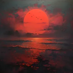 Fotobehang Red sunset © PatternHousePk