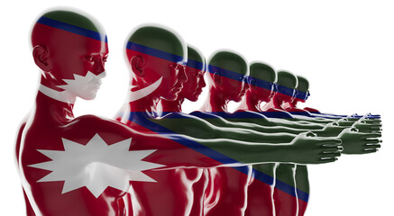 Progression of Human Figures with Nepalese Flag Design Overlay - 764334561