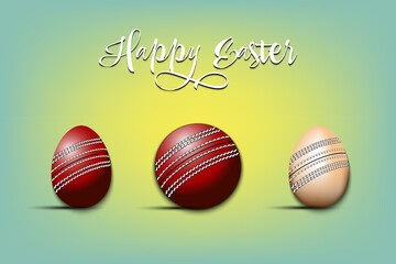 Happy Easter. Eggs shaped cricket balls
